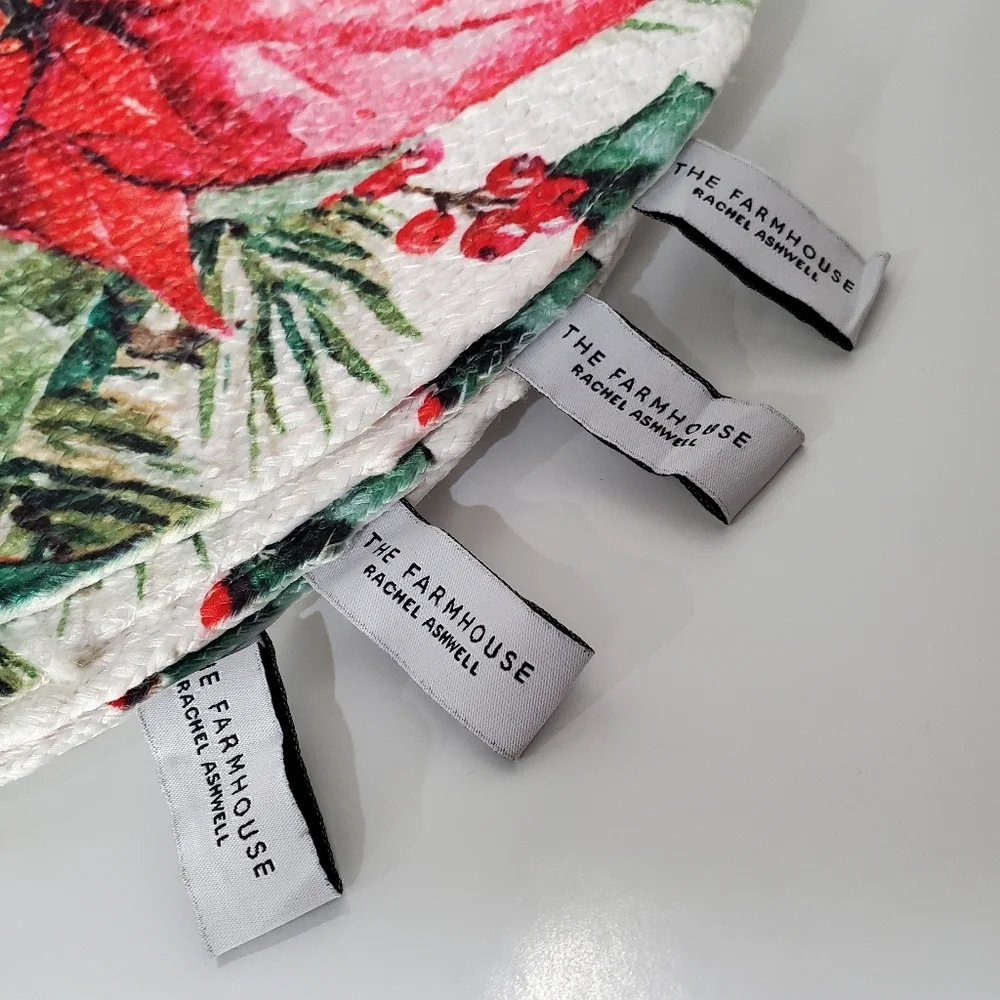 Rachel Ashwell Farmhouse Placemats Poinsettia 100% Cotton Set Of 4  Christmas